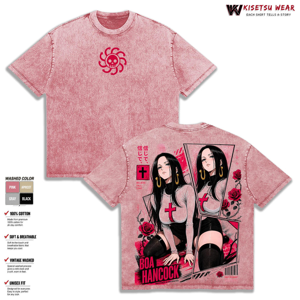 Boa Hancock One Piece Pirate Empress Anime Vintage Washed Tee