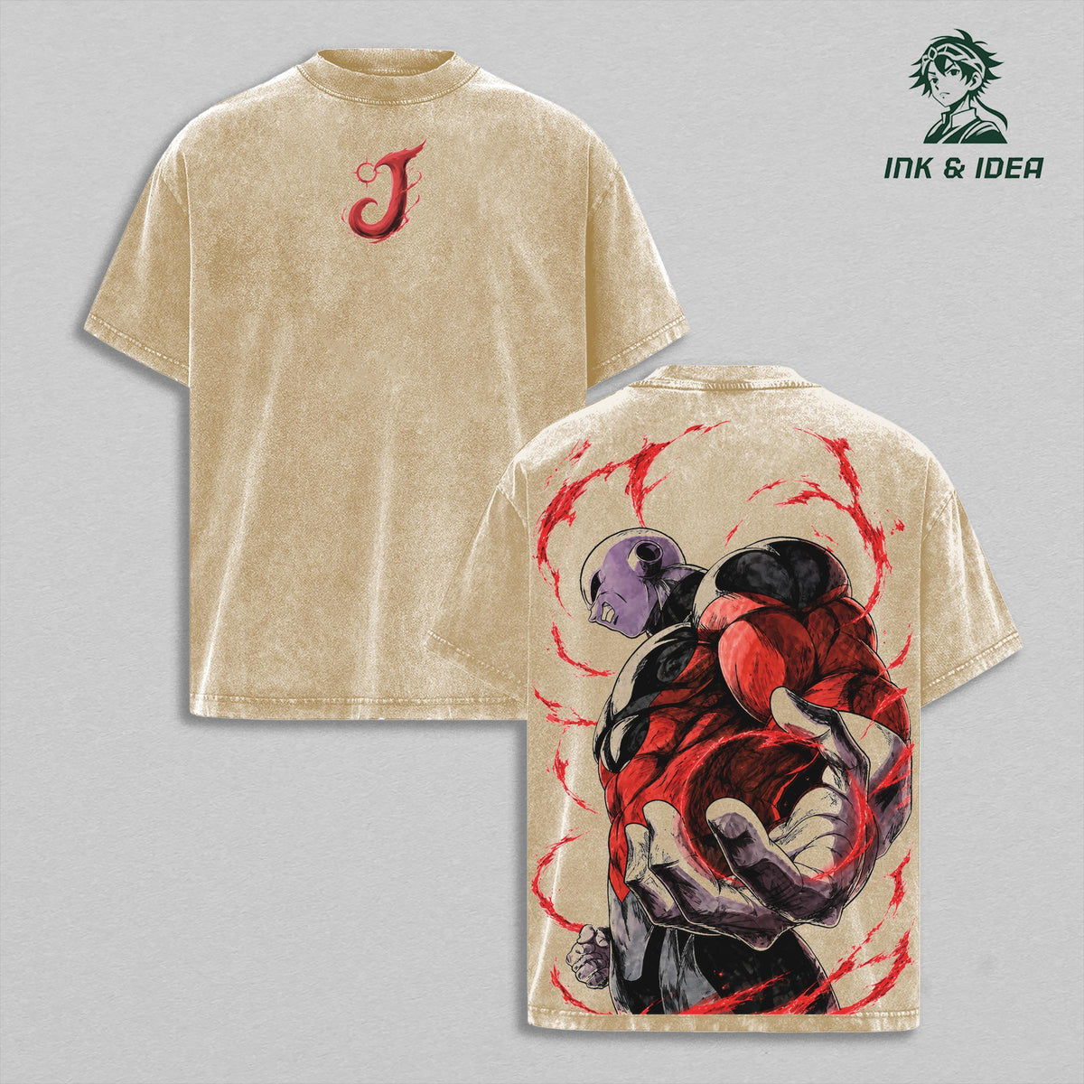 Jiren Full Power DBZ Super Vintage Washed T-Shirt, Universe 11 Warrior Anime Graphic Tee, Heavyweight Cotton Retro Streetwear Apparel