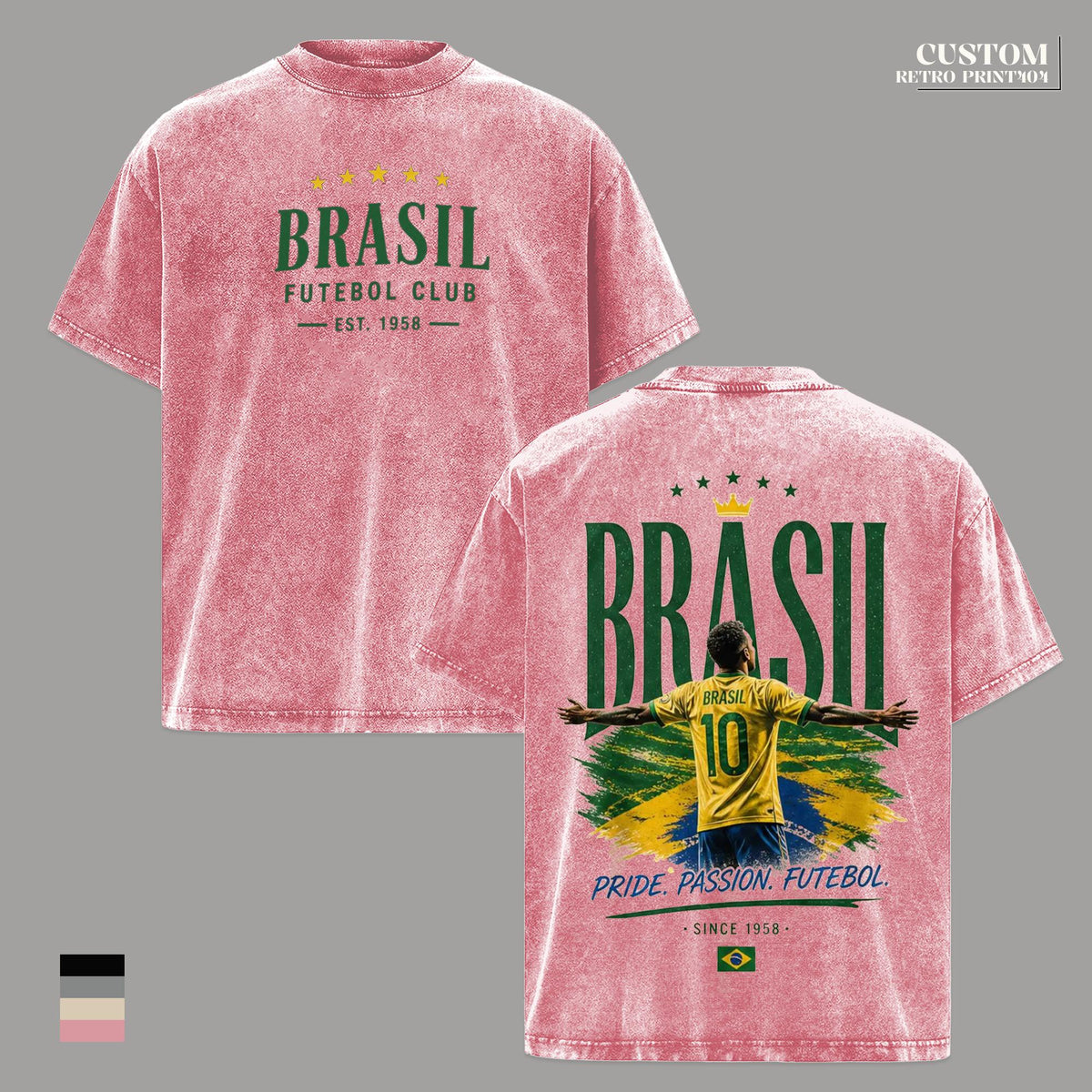 Brasil Futebol Club Brazil Soccer Vintage Washed Tee