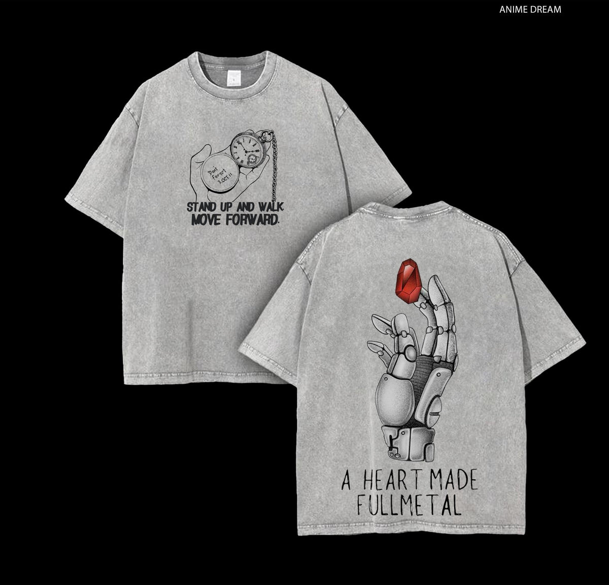Edward Elric Fullmetal Alchemist Anime Double Printed Vintage Washed Tee