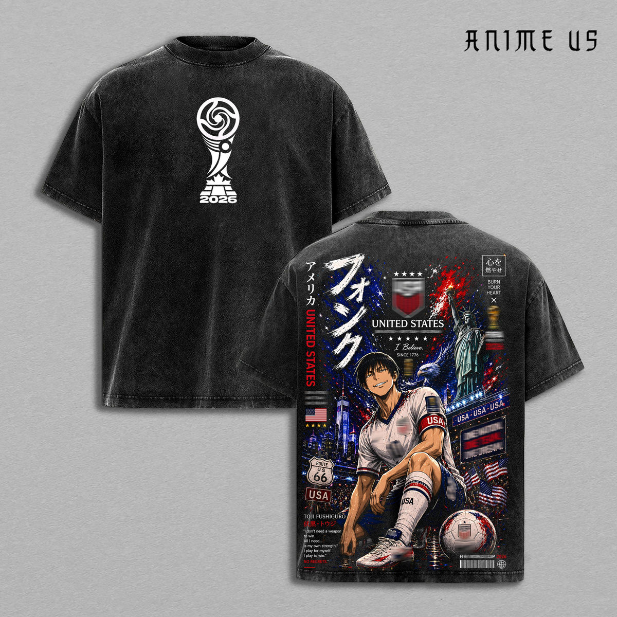 Toji USA World Football 2026 Anime Vintage Washed Tee