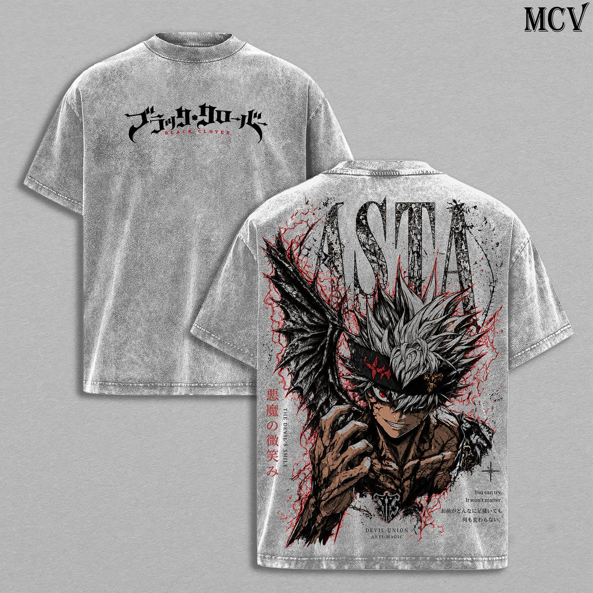Asta Black Clover Anti Magic Knight Anime Vintage Washed Tee