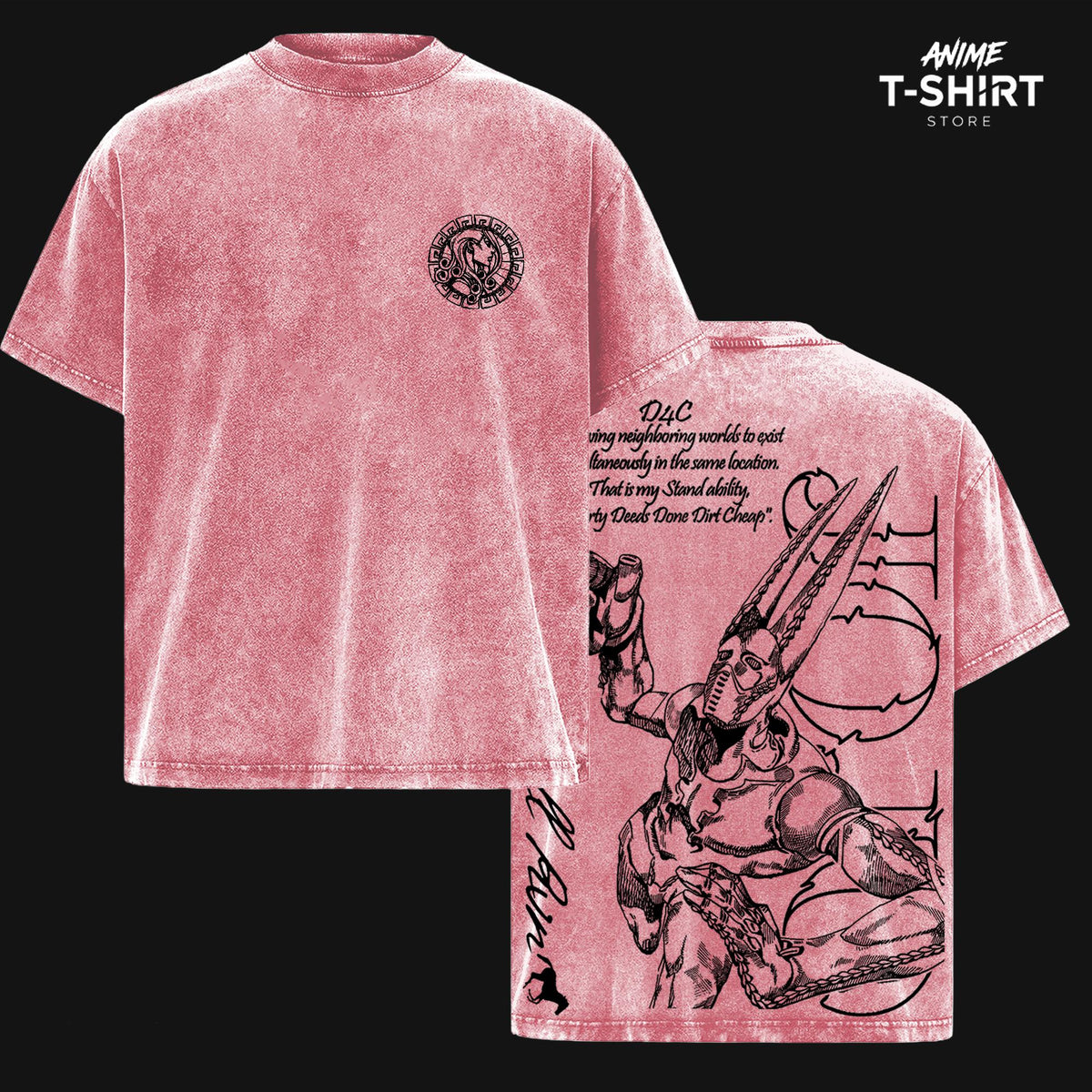 D4C T-Shirt JoJo’s Bizarre Adventure, President Valentine Graphic Tee, Steel Ball Run Anime T‑Shirt ,Retro Washed Cotton, Unisex Anime Streetwear