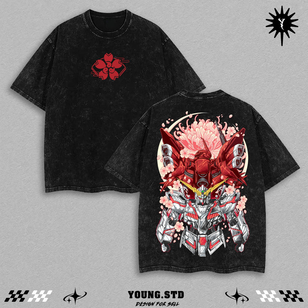 Cherry Blossom Gundam Anime Vintage Washed Tee
