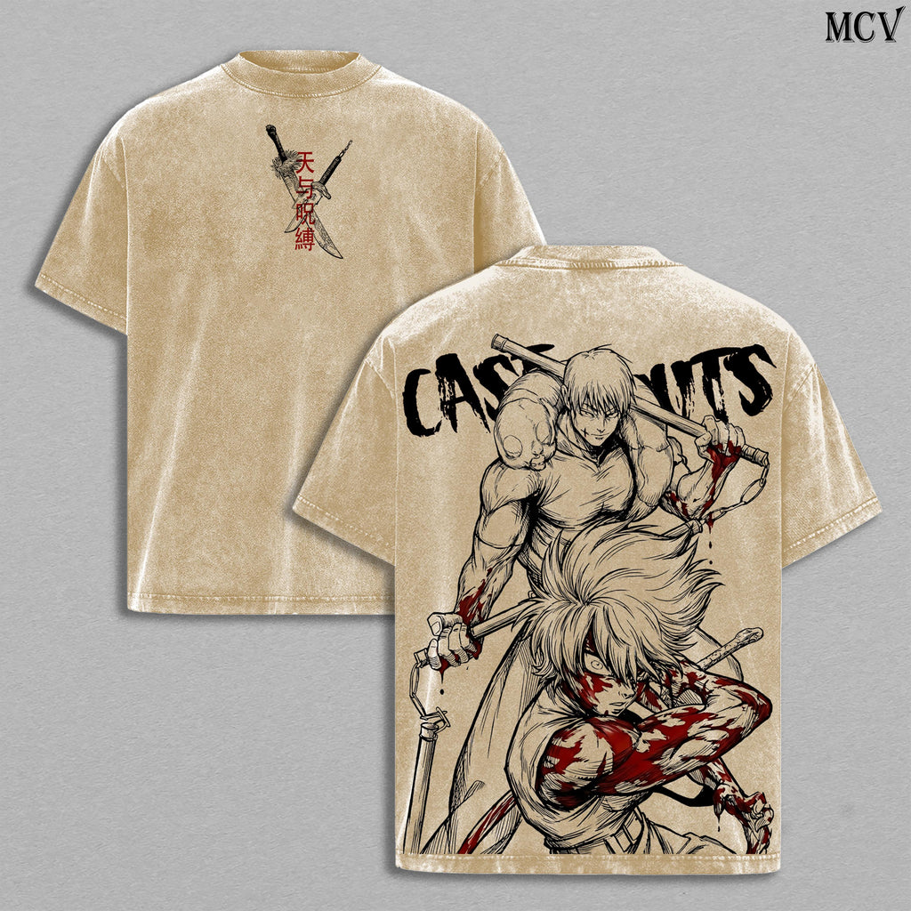 Maki Zenin & Toji Fushiguro Jujutsu Kaisen Anime Vintage Washed Tee