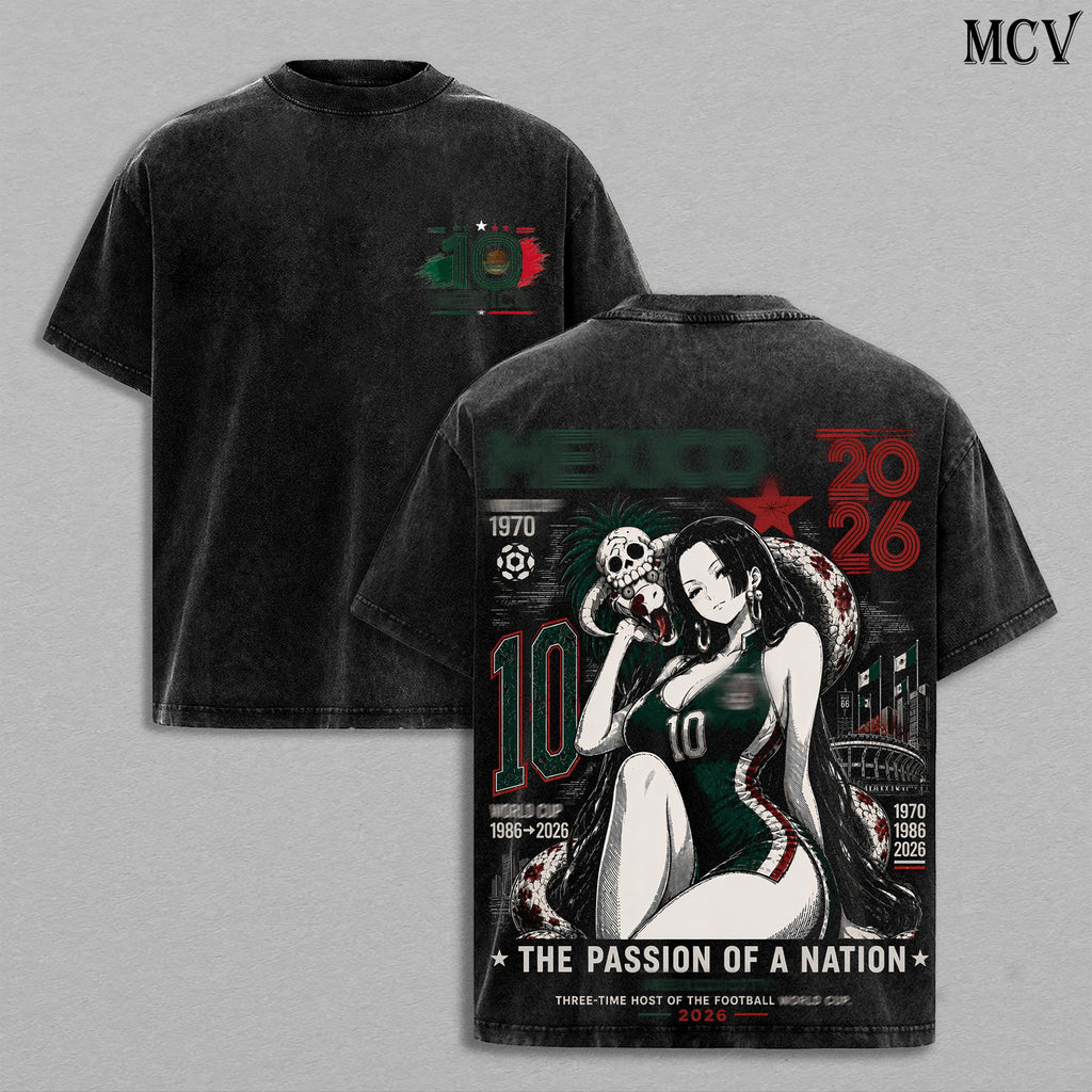 Boa Hancock OP Mexico Global Football 2026 Anime Vintage Washed Tee