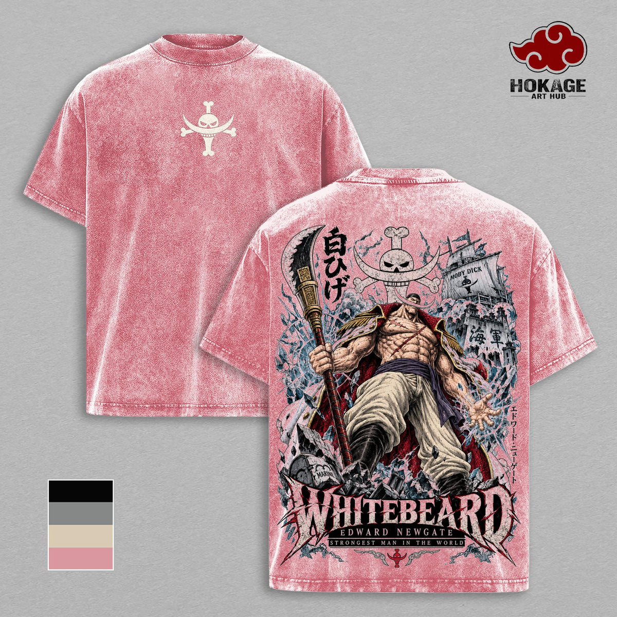 Whitebeard Edward Newgate OP Anime Vintage Washed Tee