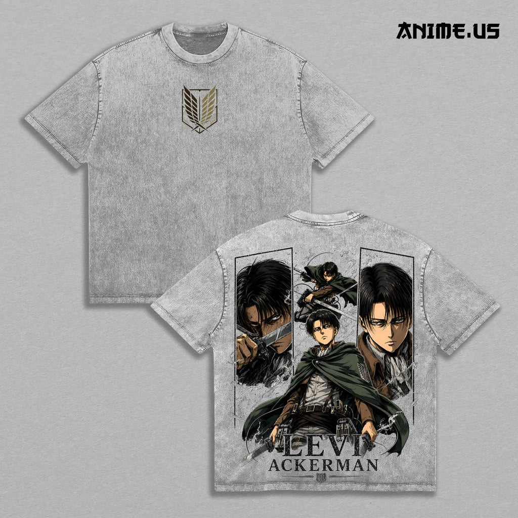 Levi Ackerman Attack on Titan Scout Regiment Anime Vintage Washed Tee