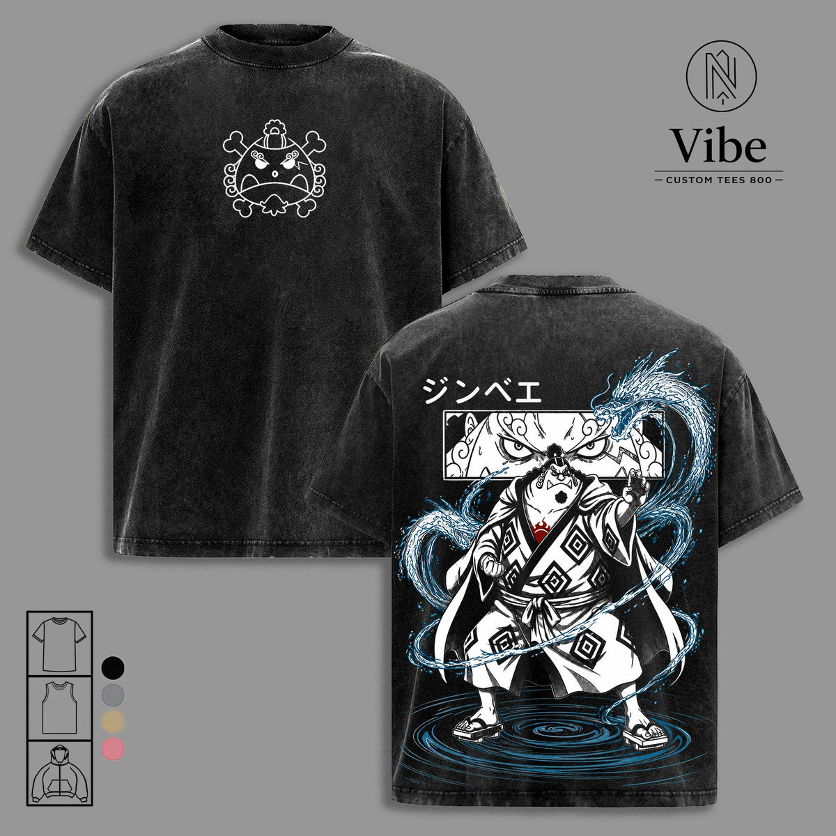 Jinbe 1 Piece Straw Hat Pirates Anime Vintage Washed Tee