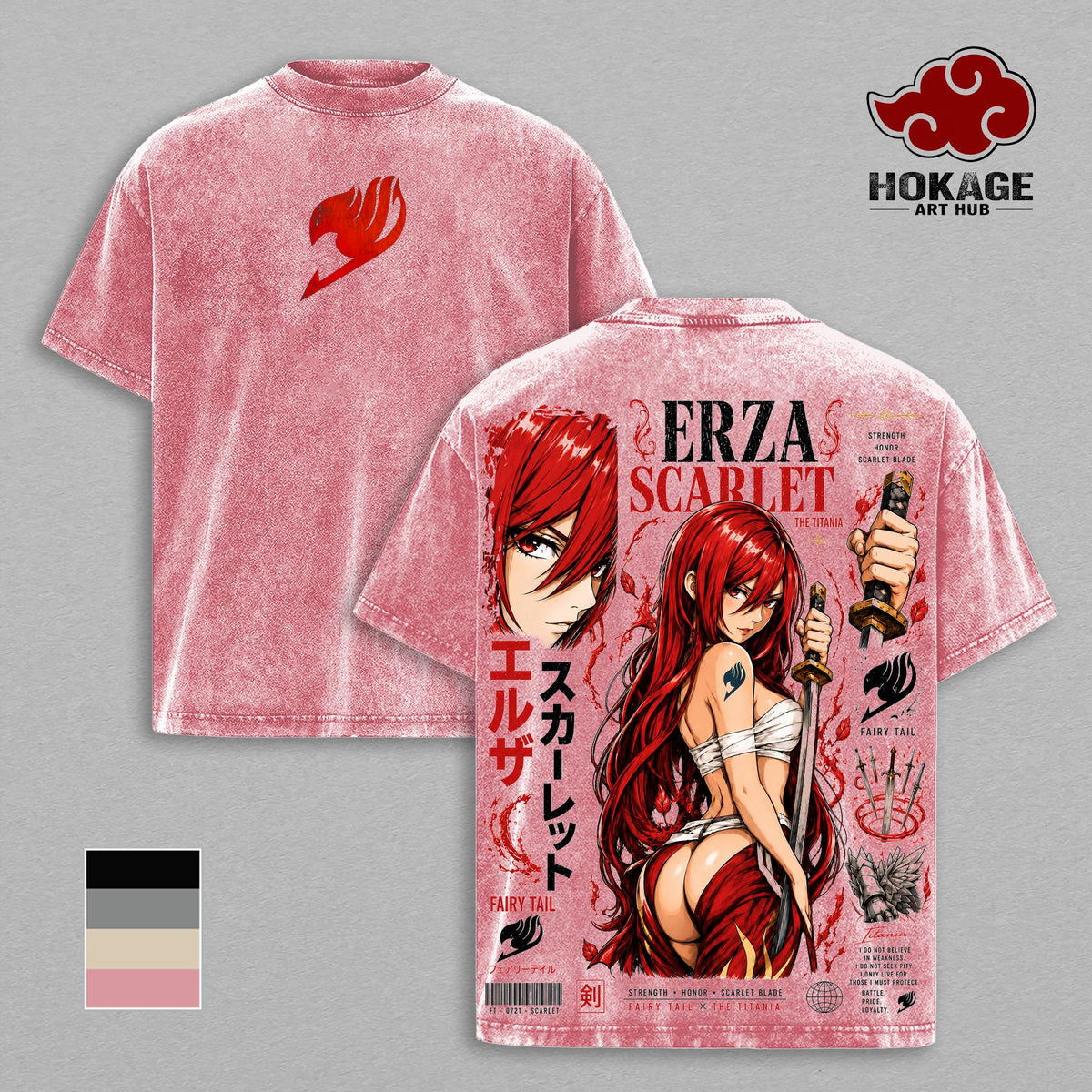 Erza Scarlet Fairy Tail Scarlet Blade Anime Vintage Washed Tee