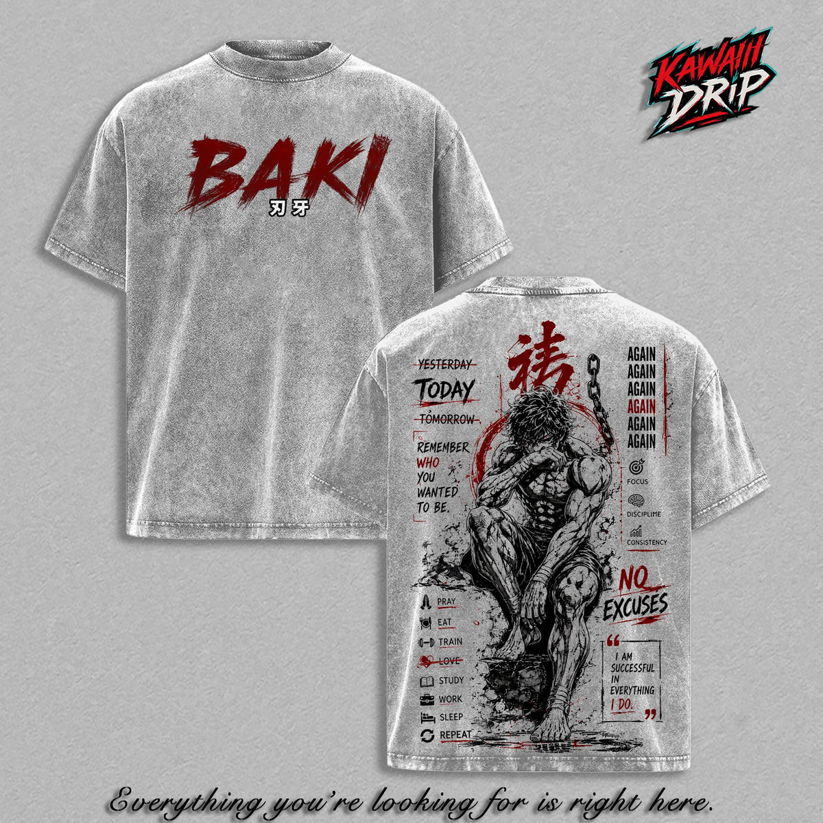 Baki Hanma Martial Arts Anime Vintage Washed Tee