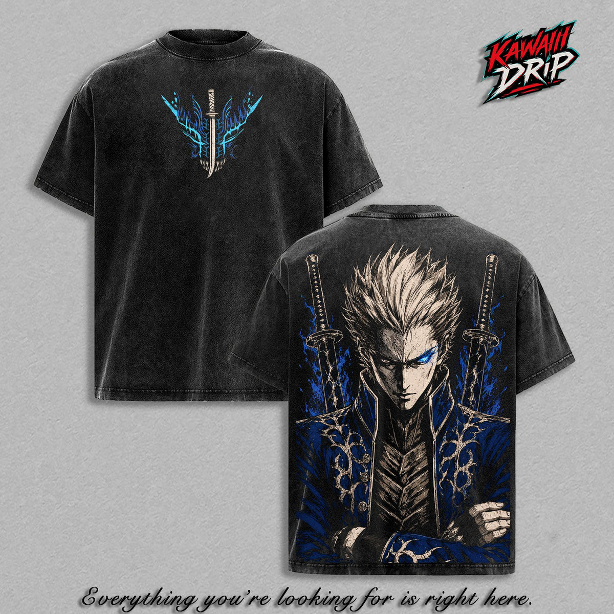 Vergil Devil May Cry Gaming Vintage Washed Tee