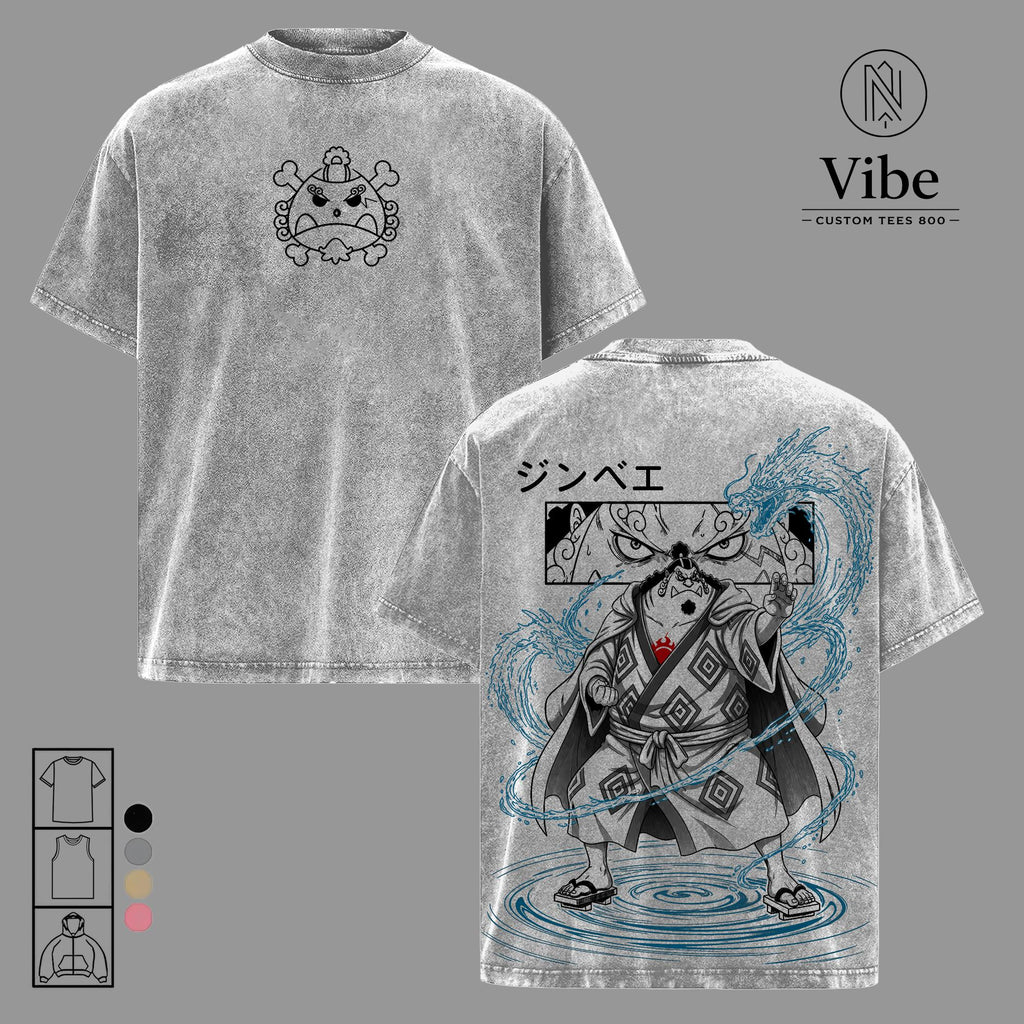 Jinbe 1 Piece Straw Hat Pirates Anime Vintage Washed Tee