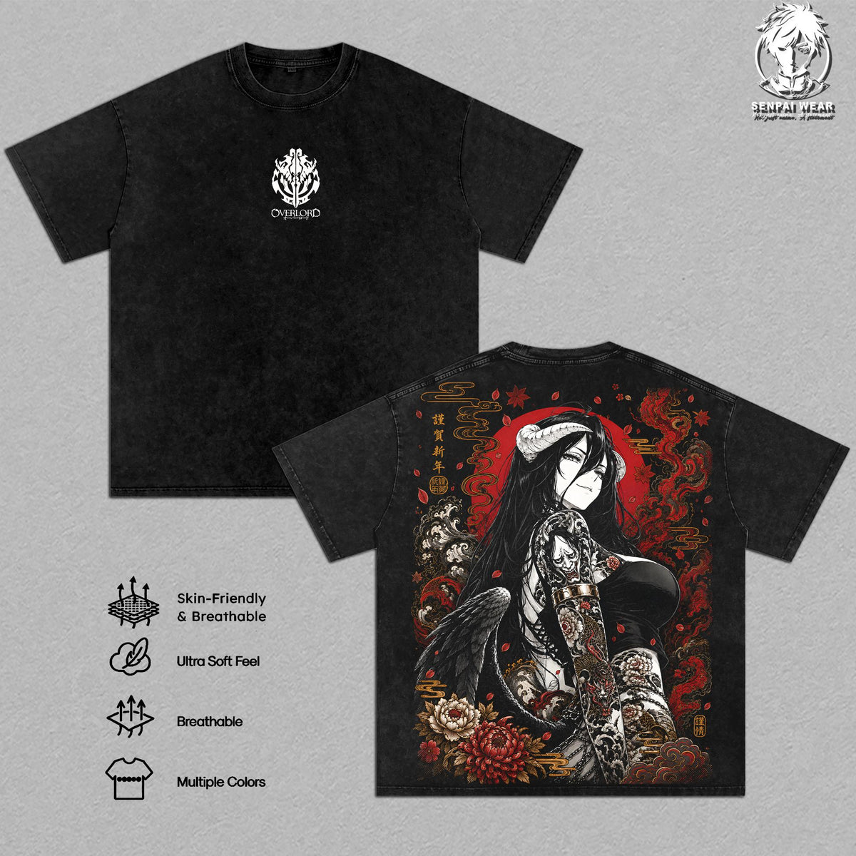 Albedo Succubus Overlord Anime Vintage Washed Tee