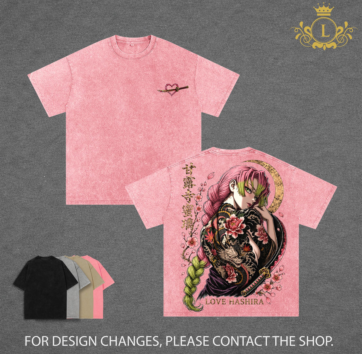 Mitsuri Kanroji Demon Slayer Love Hashira Anime Vintage Washed Tee