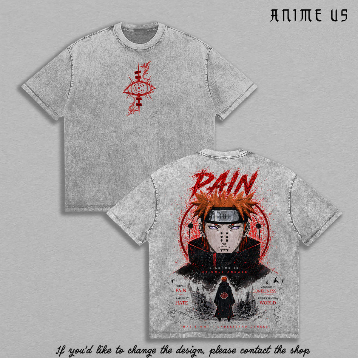 Pain Rinnegan Naruto Shippuden Akatsuki Anime Vintage Washed Tee