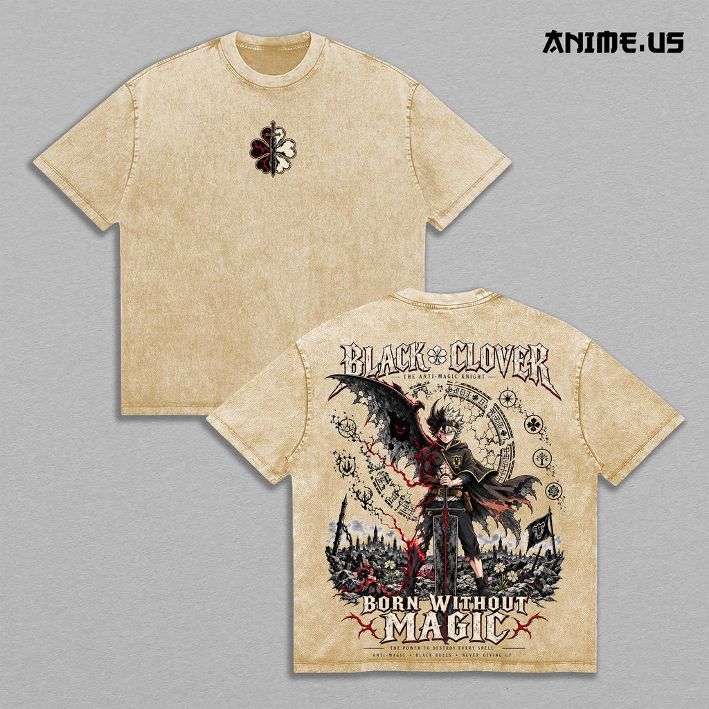 Asta Black Clover Born Without Magic Anime Vintage Washed Tee