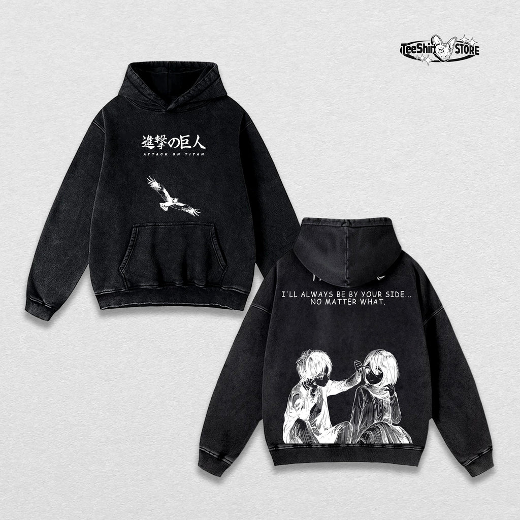 Eren Yeager & Mikasa Ackerman Attack on Titan Anime Vintage Washed Tee