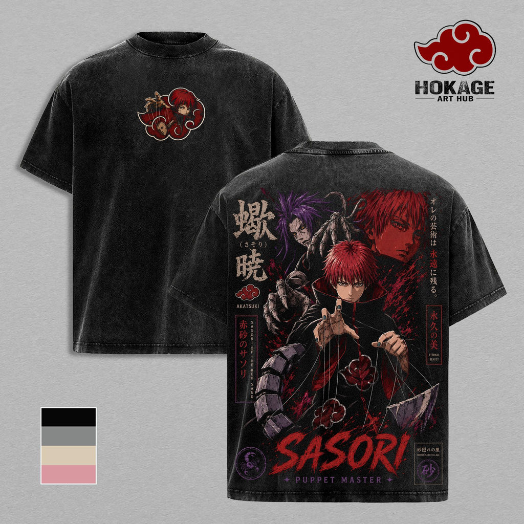 Sasori Akatsuki Naruto Anime Vintage Washed Tee
