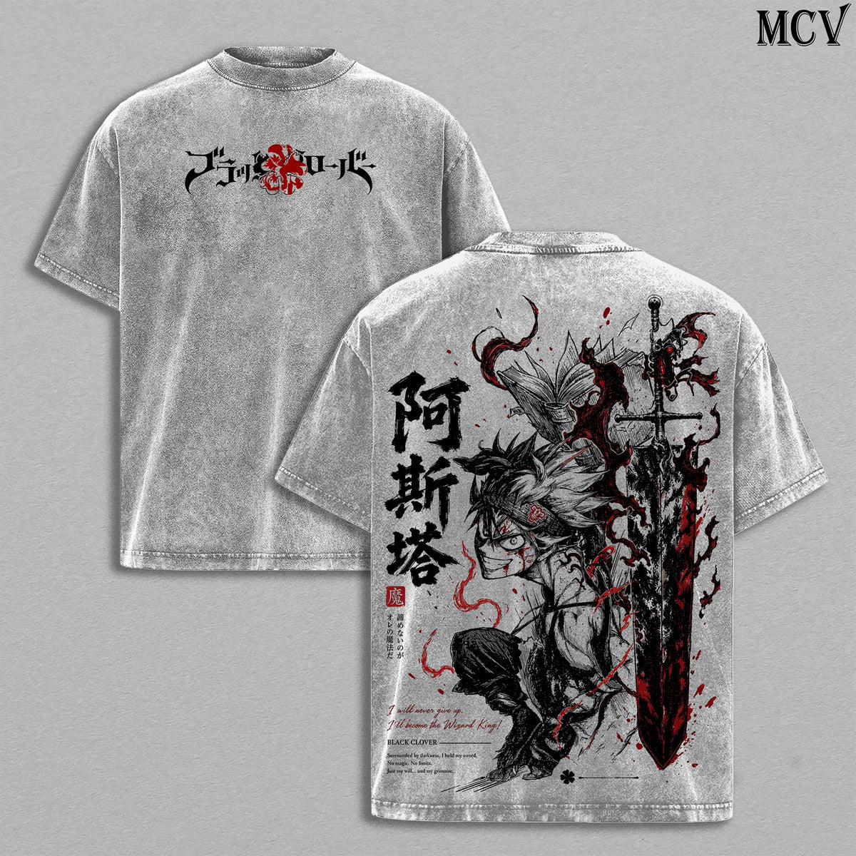 Asta Black Clover Anti-Magic Warrior Anime Vintage Washed Tee