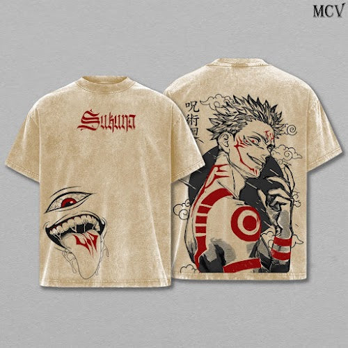Sukuna Jujutsu Kaisen Culling Game Arc Anime Vintage Washed Tee