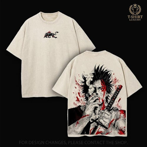 Yami Sukehiro Red x Black Bulls Black Clover Anime Double Printed Vintage Washed Tee