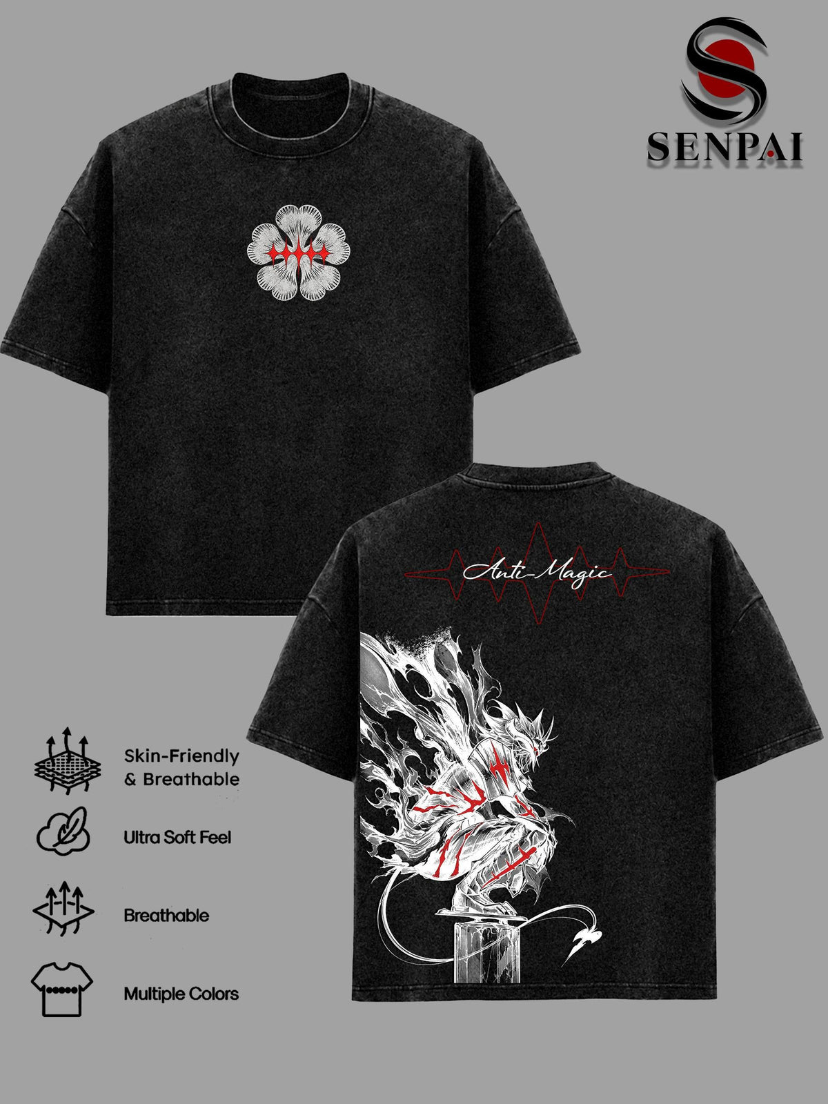 Asta Black Clover Dark Fantasy Anime Vintage Washed Tee