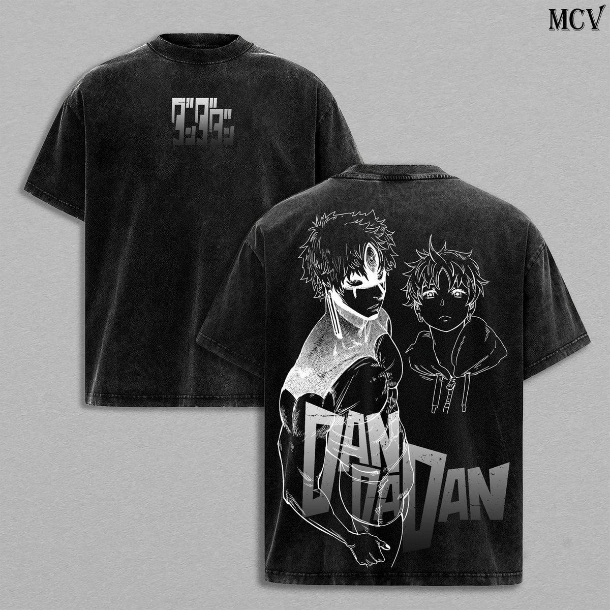 Enjoji Jin Washed T-Shirt, Dandadan Vintage Oversized Tee, Heavy Cotton Unisex Anime Top, Retro Manga Graphic Streetwear Menswear Shirt