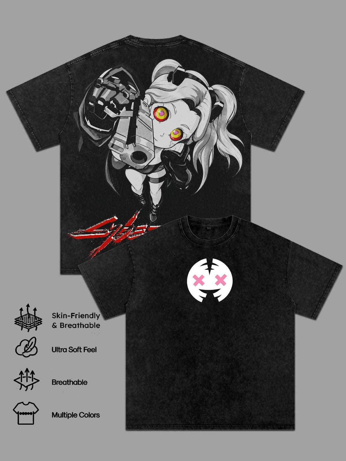 Rebecca Cyberpunk Edgerunners Anime Vintage Washed Hoodie