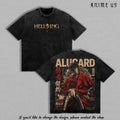 Alucard Hellsing Crimson Vampire Vintage Washed Anime Shirt, Gothic Predator Immortal Power Aura Graphic Tees Men Large Back Print Streetwear