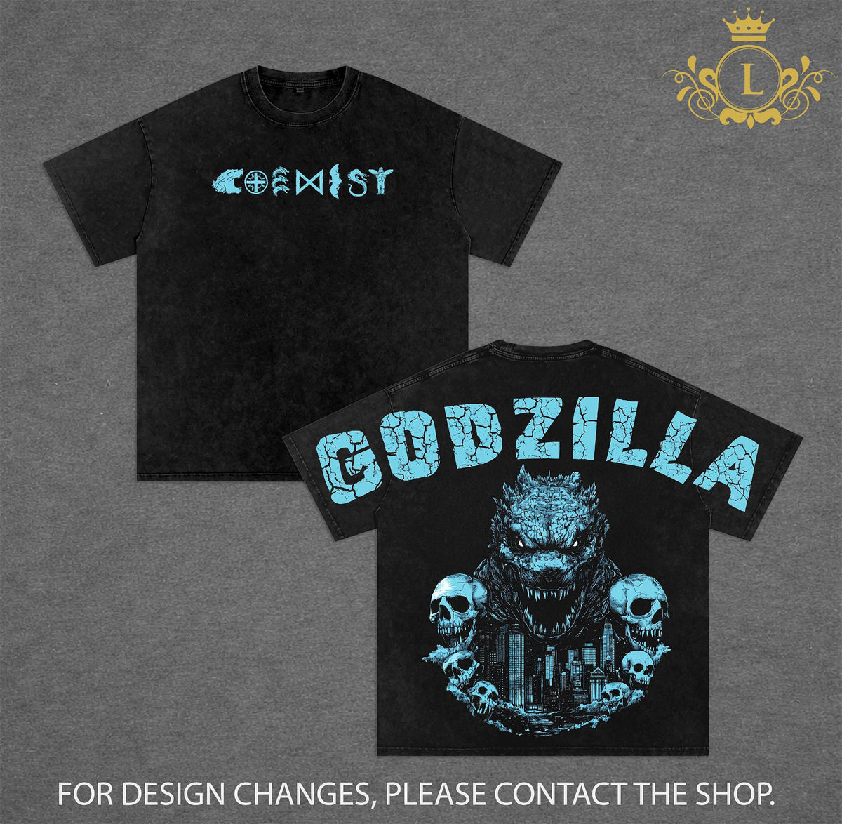 God Of The World Godzilla V.2 Monsterverse Kaiju Vintage Washed Tee
