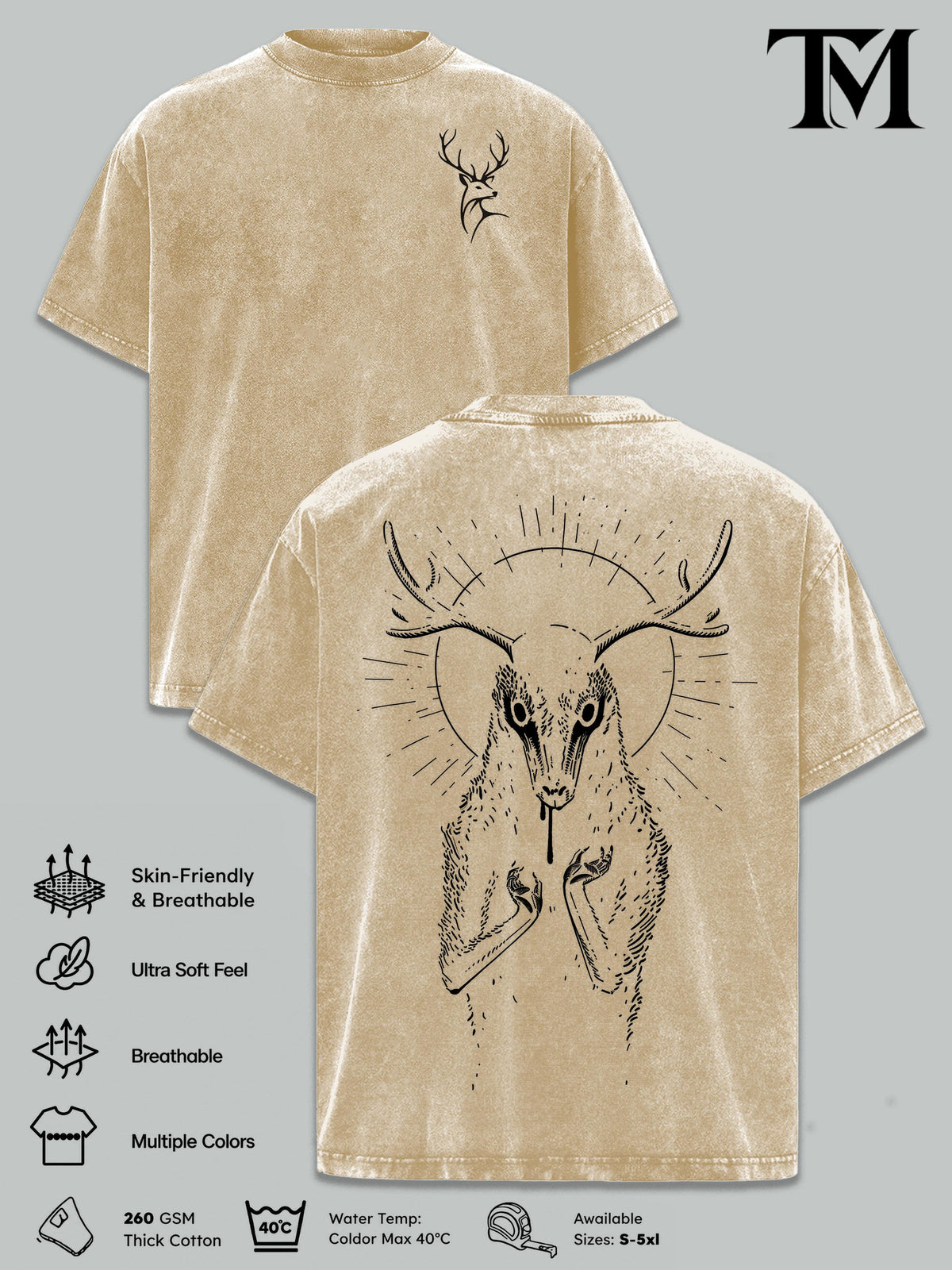 The Lich Adventure Time Vintage Washed Oversized T-Shirt, Double Printed Dark Fantasy Graphic Tee, Heavyweight Cotton Cartoon Streetwear