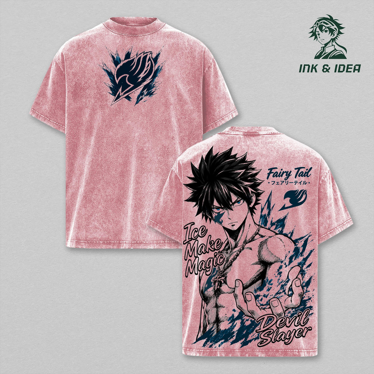Gray Fullbuster Ice Devil Slayer Fairy Tail Anime Vintage Washed Tee