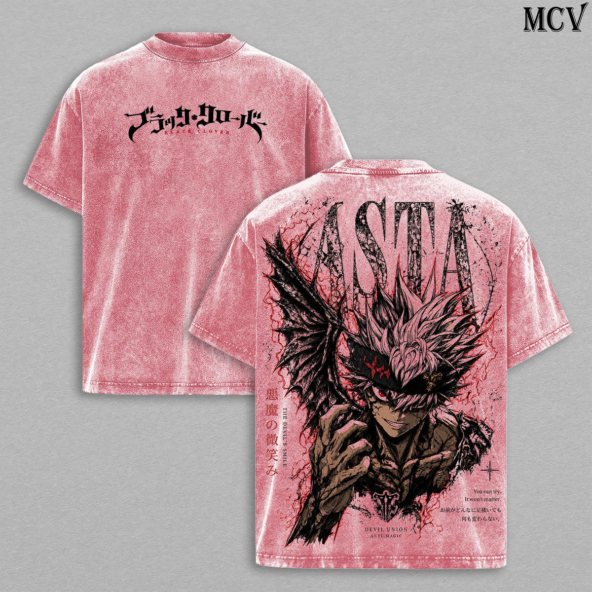 Asta Black Clover Anti Magic Knight Anime Vintage Washed Tee