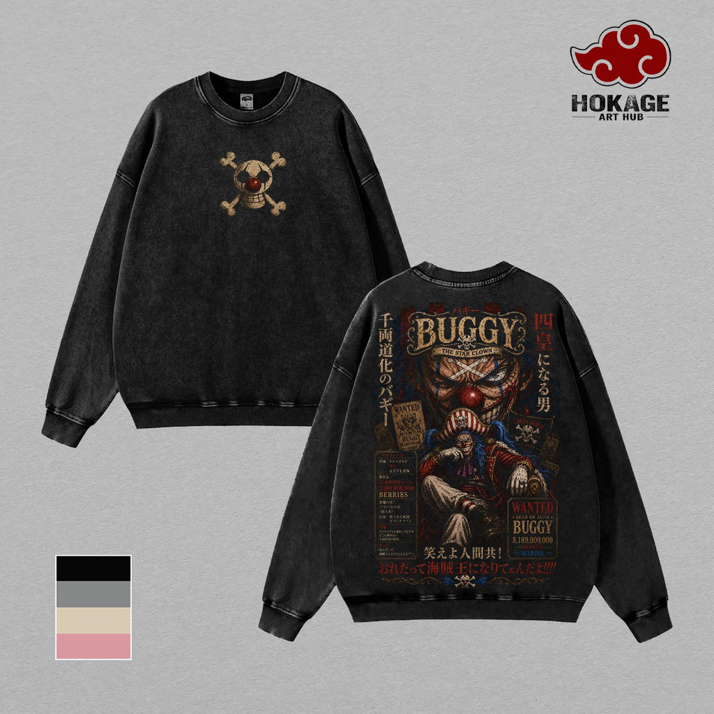 Buggy OP Star Clown Cross Guild Anime Vintage Washed Tee