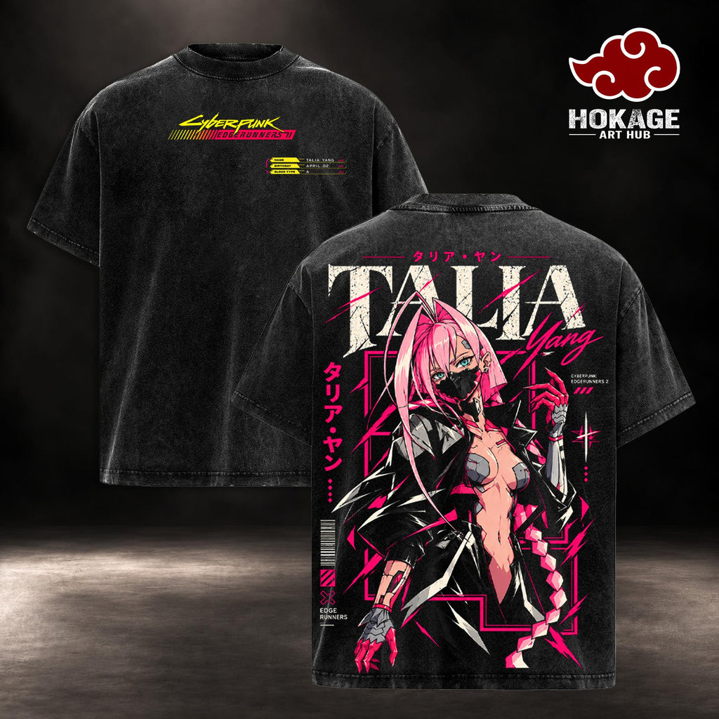 Talia Yang Cyberpunk Edgerunners 2 Anime Vintage Washed Hoodie