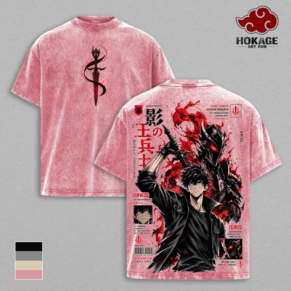 Sung Jinwoo Shadow Monarch Igris Solo Leveling Anime Vintage Tee