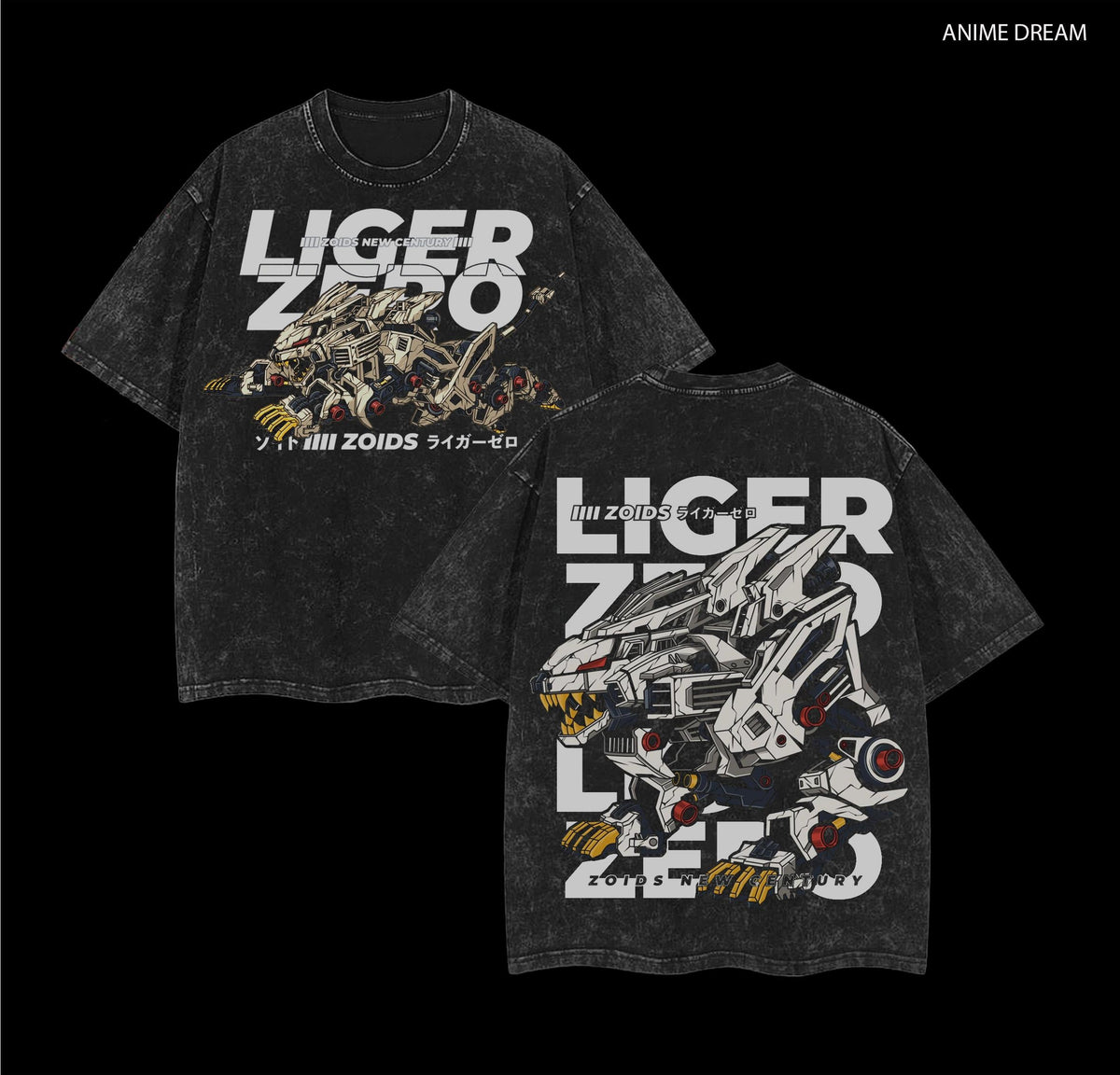 Zoids Liger Zero T-Shirt, Oversized Washed Vintage Anime Tee, Mecha Robot Graphic Shirt, Retro 90s Japanese Anime Streetwear
