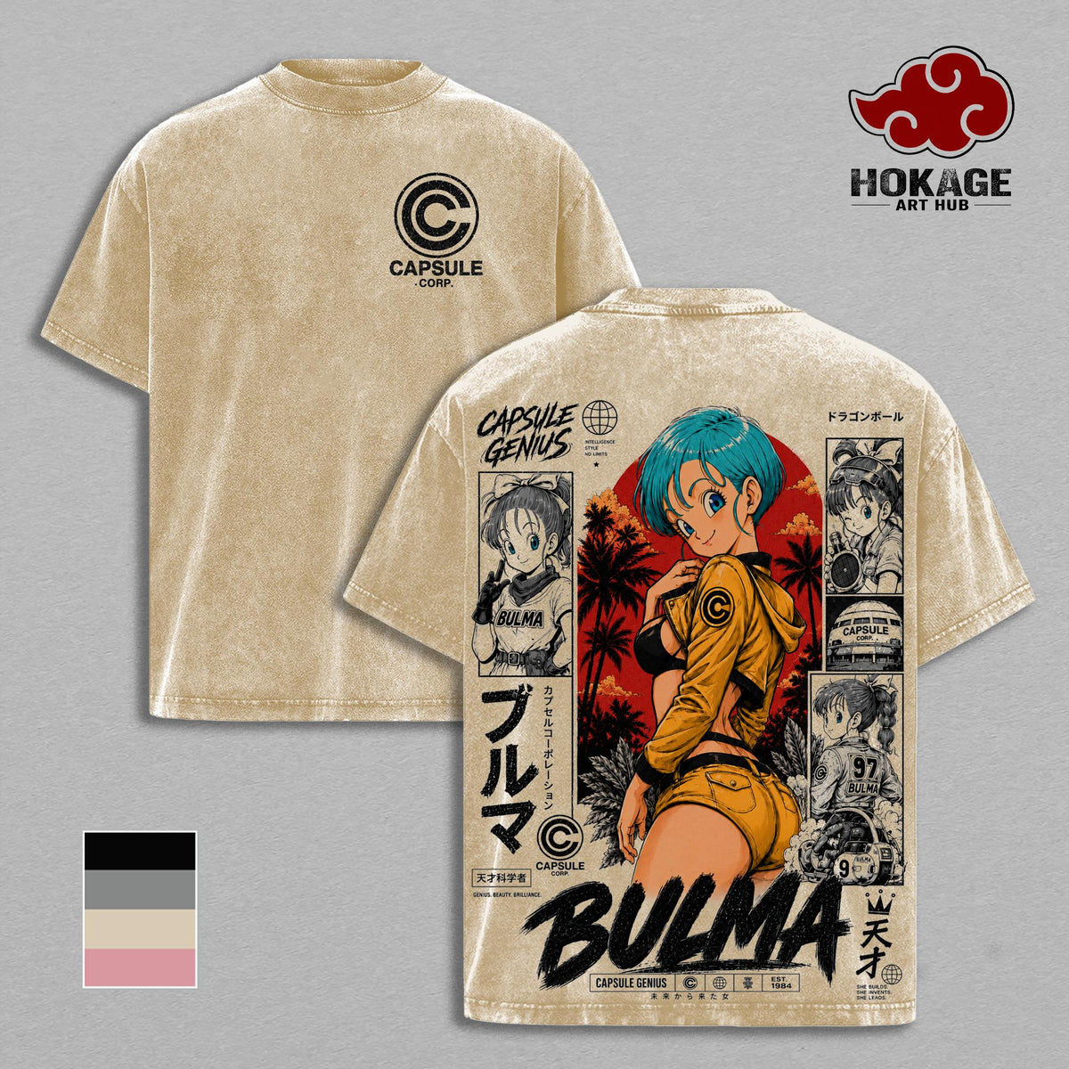 Bulma Capsule Corp DBZ Anime Vintage Washed Tee