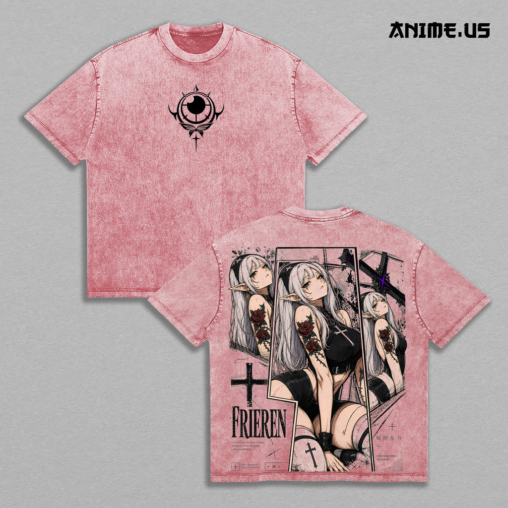 Frieren Gothic Beyond Journey's End Anime Vintage Washed Tee