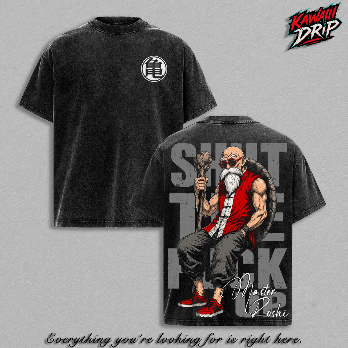 Master Roshi Kame Sennin DBZ Anime Vintage Washed Tee