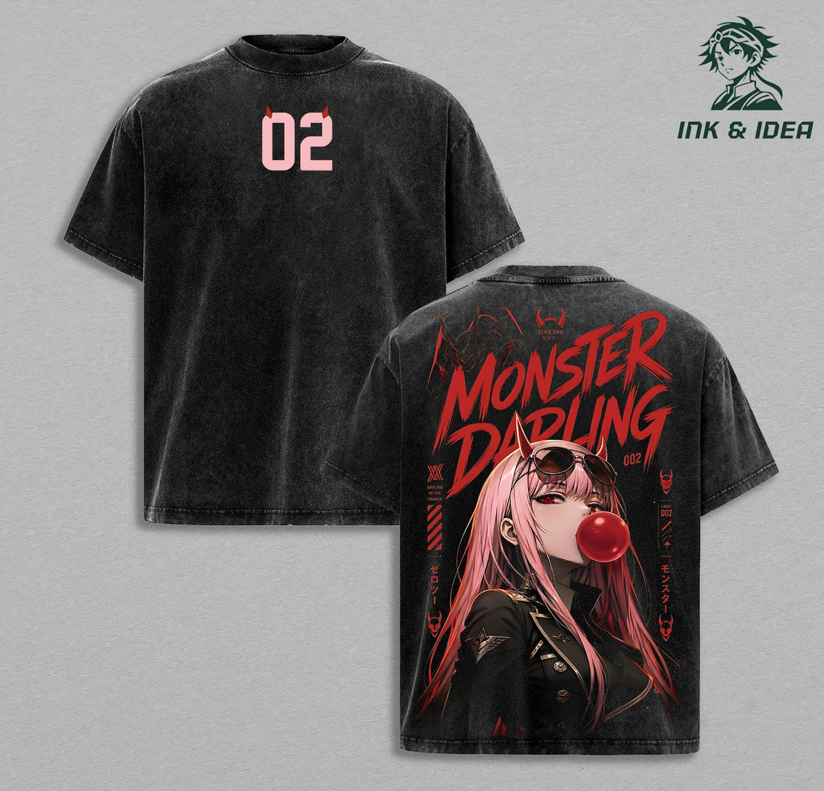 Zero Two Darling in the Franxx Anime Vintage Washed Tee