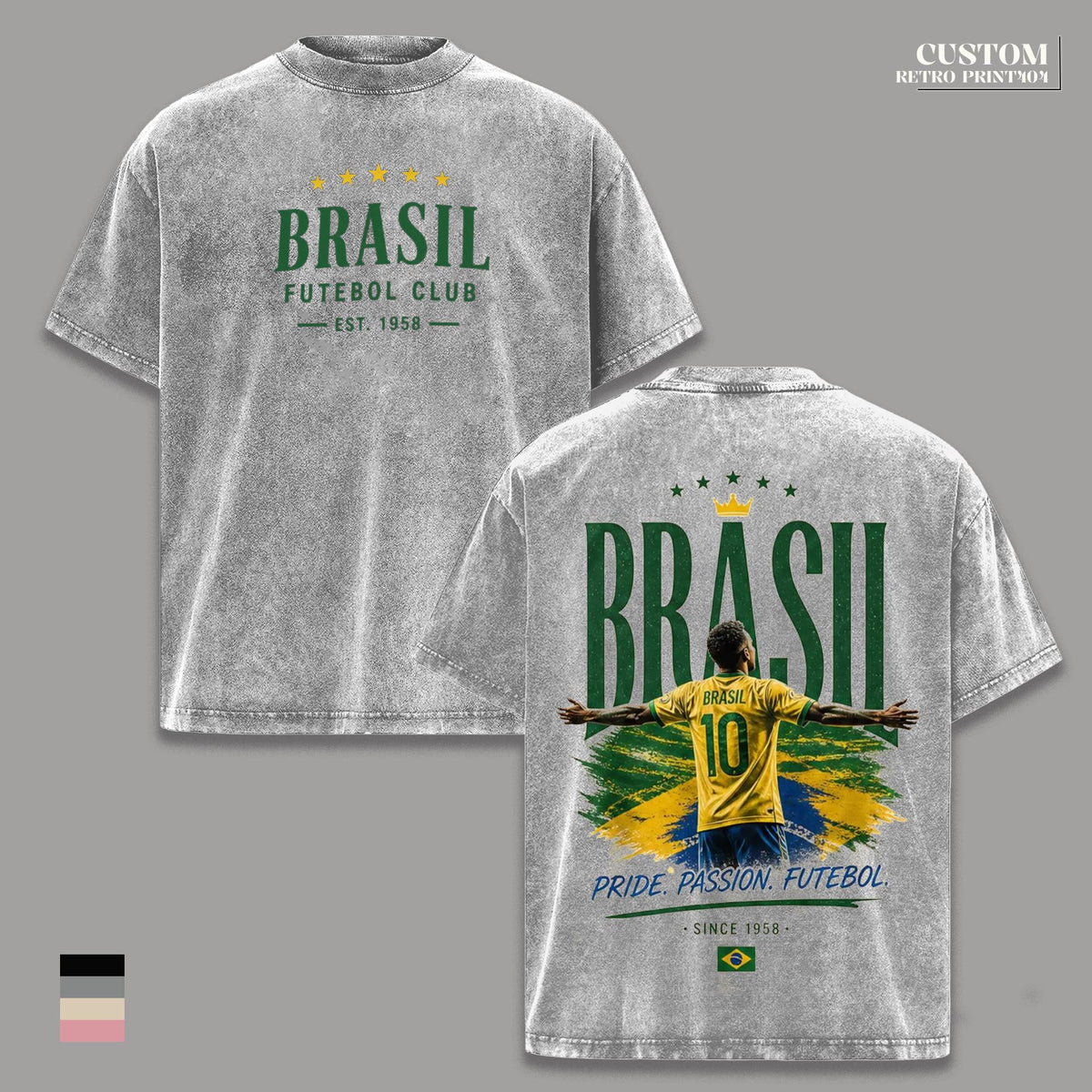 Brasil Futebol Club Brazil Soccer Vintage Washed Tee