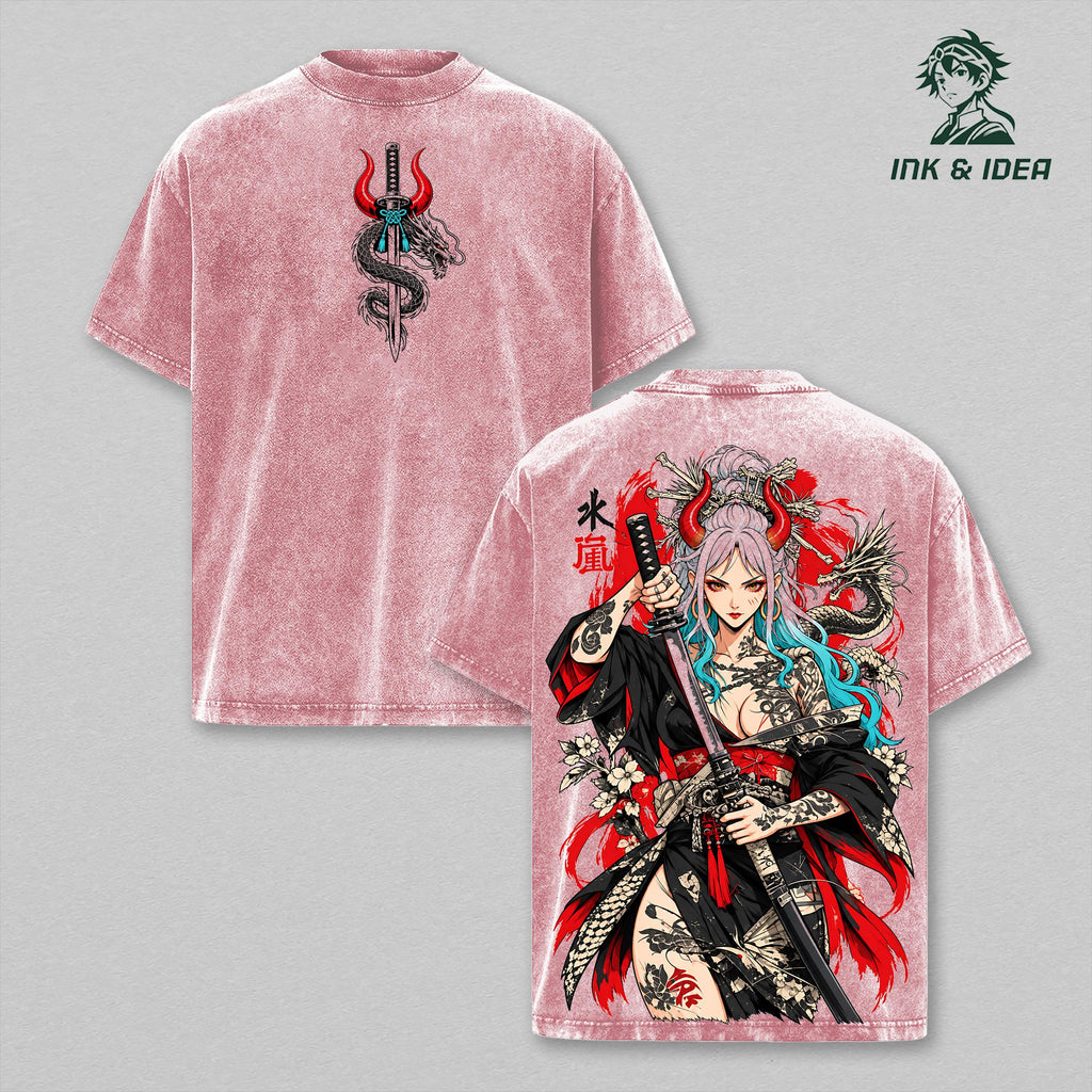 Yamato One Piece Oni Princess Anime Vintage Washed Tee