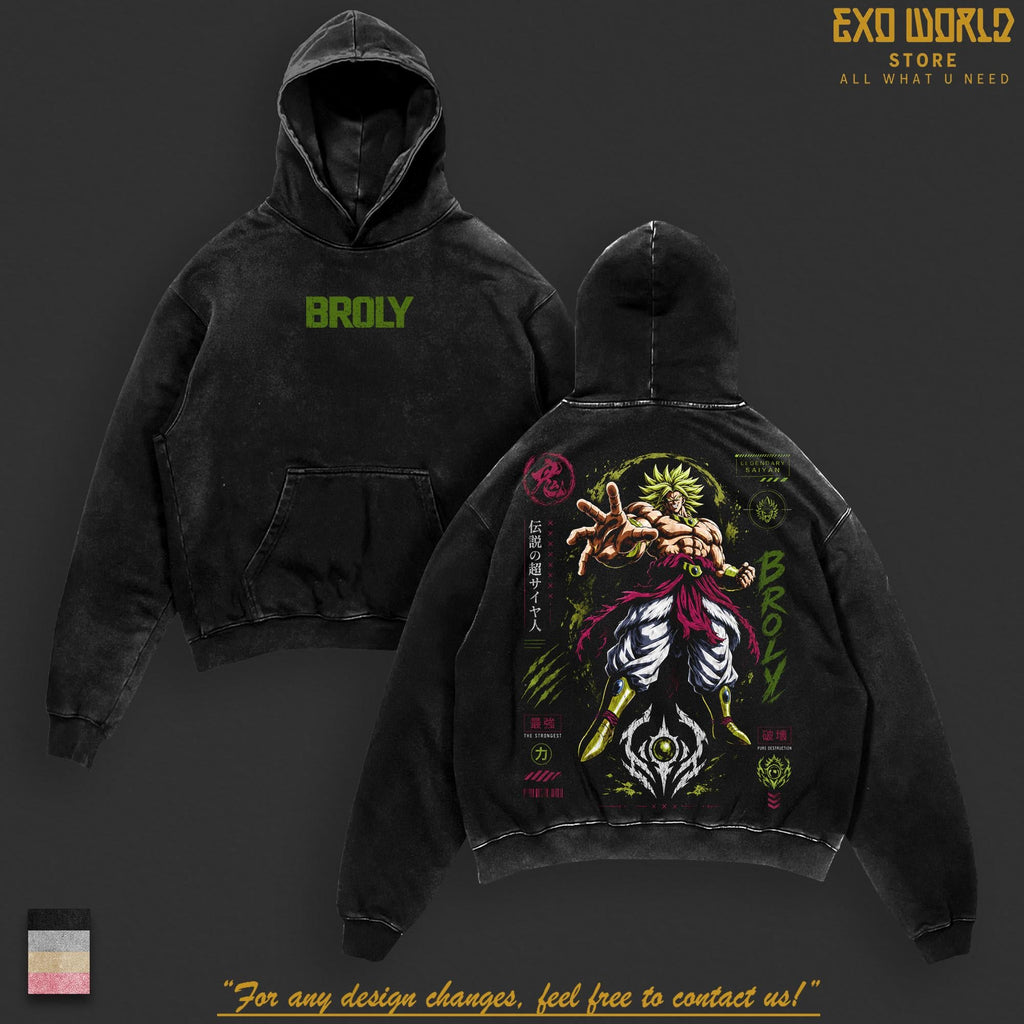 Broly Legendary Saiyan DBZ Berserk Unleashed Anime Vintage Washed T-Shirt Oversized Heavyweight Cotton Graphic Tee Unisex Streetwear Gift for DBZ Fans