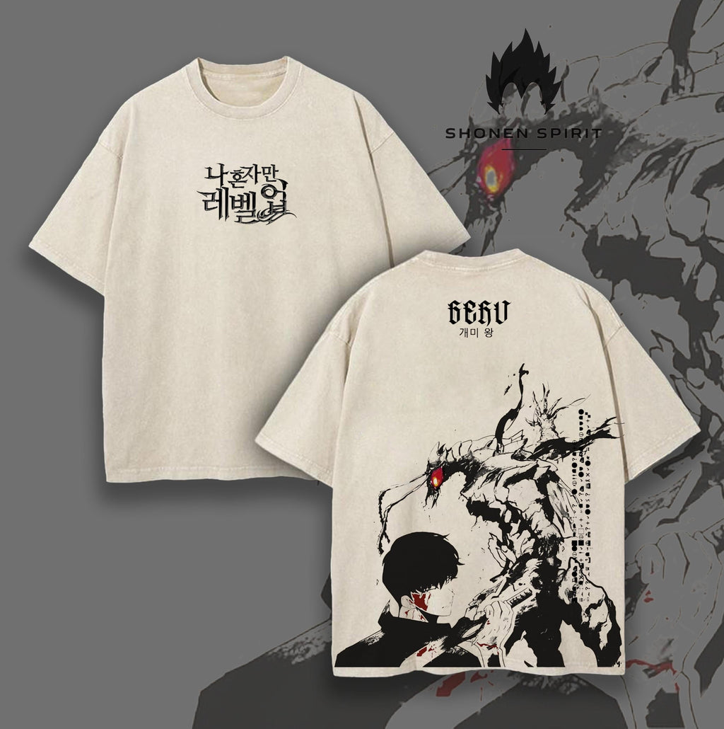 Beru x Sung Jin Woo Solo Leveling Anime Vintage Washed Tee