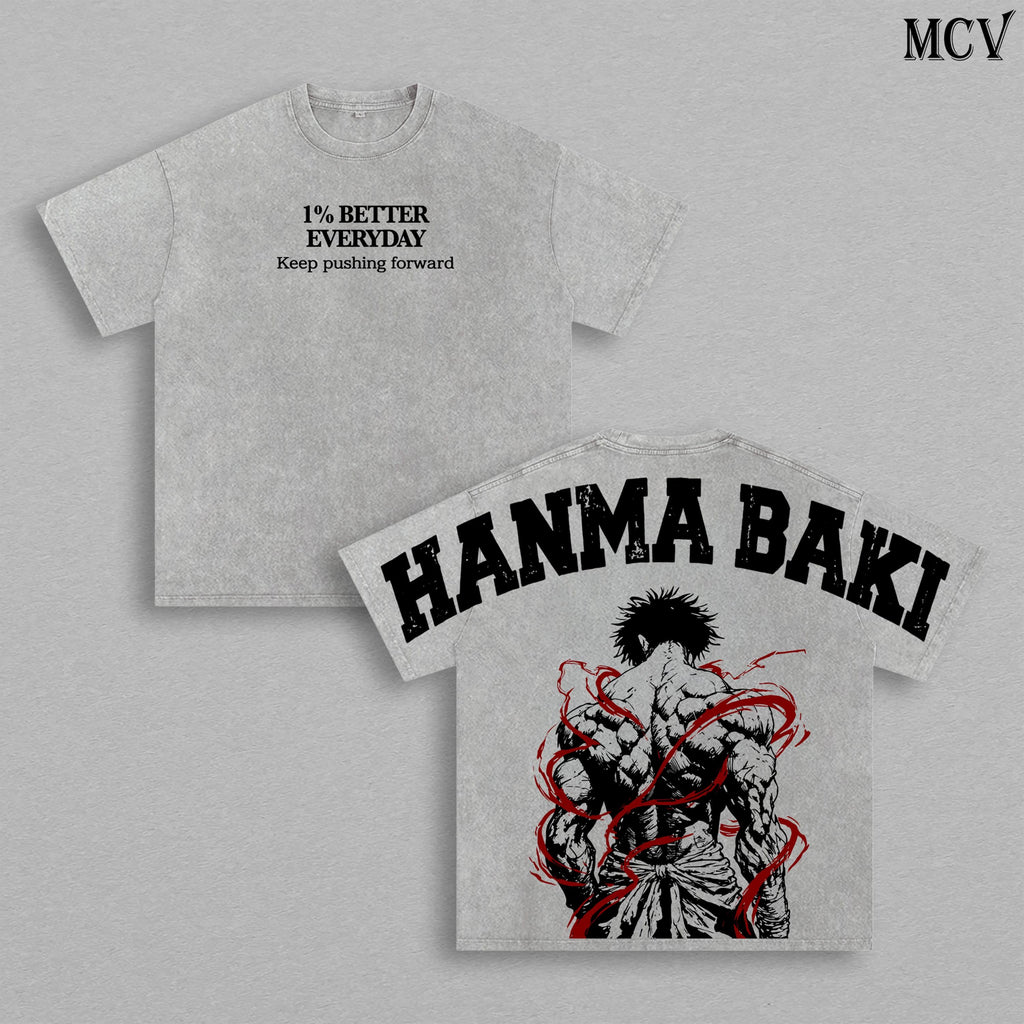 Baki Hanma Gym Beast Mode Anime Vintage Washed Tee