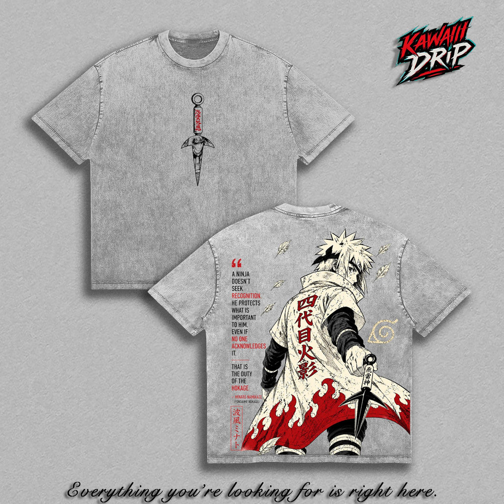 Minato Namikaze Fourth Hokage Narutoo Shippuden Anime Vintage Washed Tee