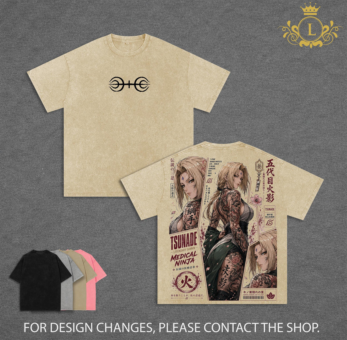 Tsunade Naruto Anime Vintage Washed Tee