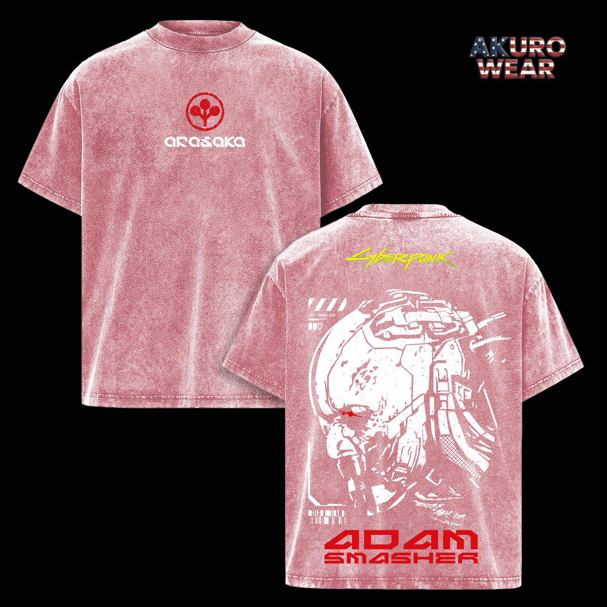 Adam Smasher Cyberpunk 2077 Edgerunners Anime Vintage Washed Tee